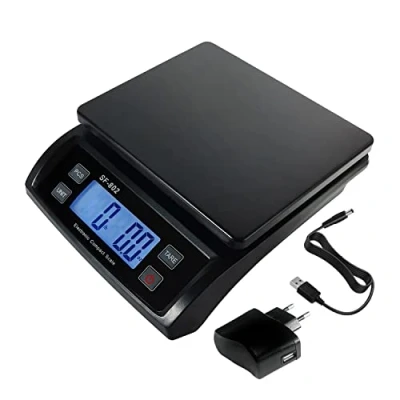 Immagine di Bilance Pesapacchi, Bilancia Postale Digitale per Spedizione di Pacchi Fino a 30 kg, Pesatura in Chilogrammi e Libbre, Precisione Multifunzione con Adattatore
