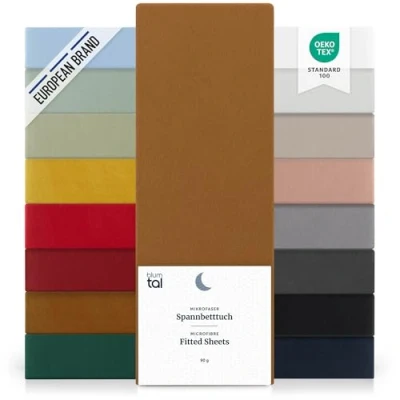 Immagine di Blumtal lenzuolo con angoli una piazza e mezza 140x200 cm sotto in microfibre certificato Oekotex lenzuola marrone