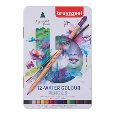 Immagine di Bruynzeel Expression Set di 12 Matite acquerellabili + pennello in scatola idrosolubili per adulti, Bullet Journaling