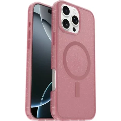 Immagine di OtterBox Cover per iPhone 16 Pro Max Symmetry Seires Clear MagSafe, resistente a shock e cadute fino; sottile, testata 3x norme MIL STD 810G, Trasparente/Rosa