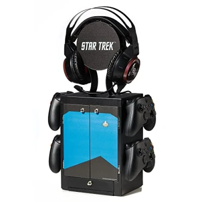 Immagine di Numskull Star Trek Armadietto da gioco blu, supporto per controller e cuffie PS5, Xbox Series X S, Nintendo Switch, prodotto ufficiale