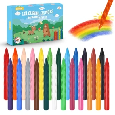 Immagine di ECHOCUBE Colorare Pastelli per Bambini, 24 a Cera Jumbo Easy Grip Graffiti, School and Crafts, Lavabili Non Tossici, set di Colorati Bambini e Ragazze 3+ anni