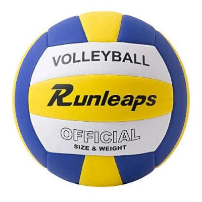 Immagine di Runleaps Pallone da pallavolo, beach volley, morbido al tatto, per allenamento, spiaggia, attività all&#039;aperto, gioco d&#039;interni, taglia 5