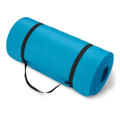 Immagine di Amazon Basics Tappetino per allenamento, esercizi e yoga con tracolla, spessore extra di 2.5 cm, Acqua