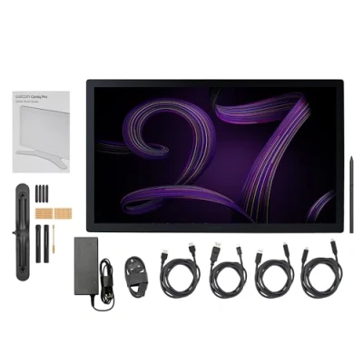 Immagine di Tavoletta grafica Wacom Cintiq Pro 27 senza supporto (risoluzione 4K, display 26.9 pollici, Gamma HDR, Pantone Validated, 99% Adobe RGB, nuova penna Pen 3, multi touch)