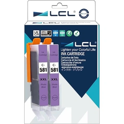Immagine di LCL Cartucce d&#039;inchiostro Compatibile CLI 581 PB 581XL 581XXL 1999C001 12.5ml (2Foto Blu) Sostituzione per Canon PIXMA TS8150 TS8151 TS8152 TS9150 TS9155 TS8250 TS8251 TS8252 Printer