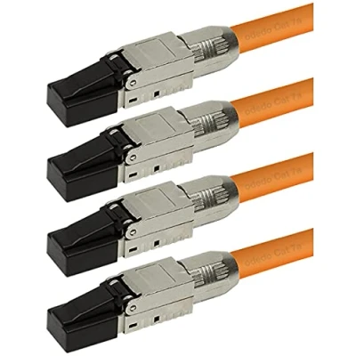 Immagine di odedo 4 connettori di rete CAT6A &amp; CAT7 RJ45 a crimpare fino 10 Gigabit per cavi rete, montaggio senza attrezzi, cavo installazione anche PoE+, AWG 22 26