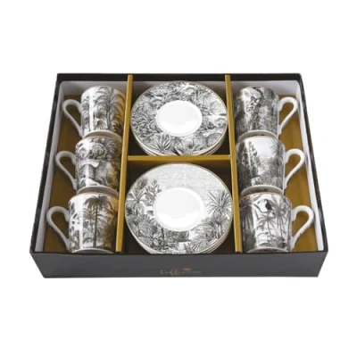 Immagine di EASY LIFE Set 6 tazzine Caffe 100 ml con piattino in Porcellana Retro