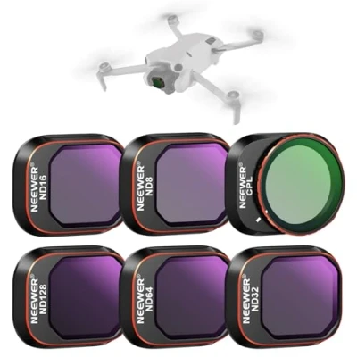 Immagine di NEEWER Set di filtri ND cpl a scatto compatibile con DJI Mini 4 Pro, confezione da 6 filtro e densità neutra ND8 ND16 ND32 ND64 ND128 telaio ultra sottile in vetro HD rivestito Accessori Drone