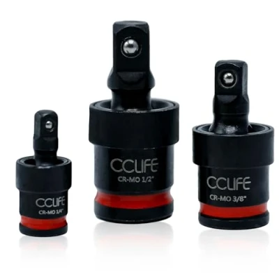 Immagine di CCLIFE Adattatori per Bussola 3pz, Snodo a Universale 1/4&quot; 3/8&quot; 1/2&quot;, Cr Mo, Giunto Avvitatore