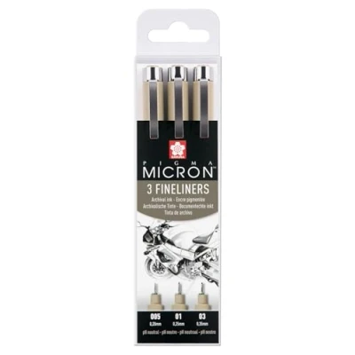 Immagine di Pigma Micron XSDK3FD Set di 3 penne da disegno, colore: Nero