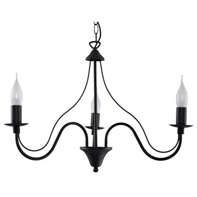 Immagine di SOLLUX lighting Minerwa 5 Candeliere Lampadario, Lampada A Sospensione Soffitto, Stile Glamour, Lampadina E14 Sostituibile, 5x40 W, Acciaio, 60x60x80 cm, Nero