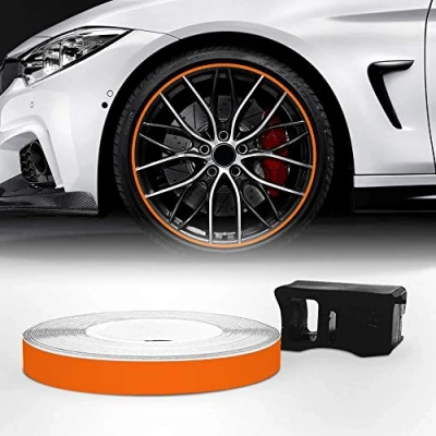 Immagine di Quattroerre 10344 Wheel Trim Strisce Adesive Rifrangenti con Applicatore per Cerchi Auto, Arancio