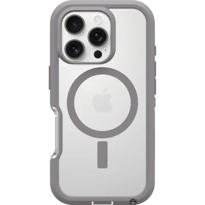 Immagine di OtterBox cover per iPhone 16 Pro Defender Series XT MagSafe, resistente a shock e cadute, ultra robusta, testata 7x vs le norme anti caduta MIL STD 810G, Trasparente/Grigio