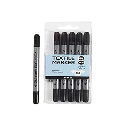 Immagine di Art Manufacture Design Set di pennarelli a tratto da tessuto, spessore 2,3 mm e 3,6 mm, 6 pezzi