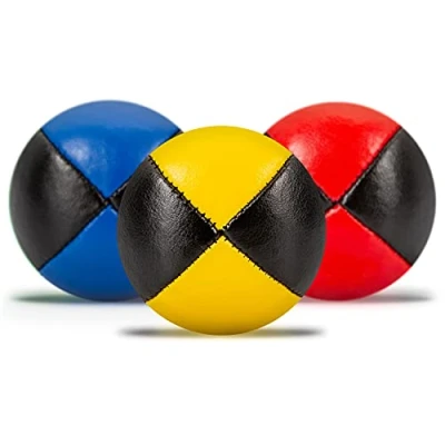 Immagine di Diabolo Freizeitsport Set di 3 palline da giocoliere 62 mm con miglio uccello sostenibile, in ecopelle impermeabile, per bambini e principianti