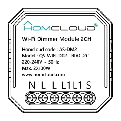 Immagine di Homcloud Modulo Smart Dimmer Intelligente Wi Fi 2 canali da incasso, controllo APP, Alexa o Google