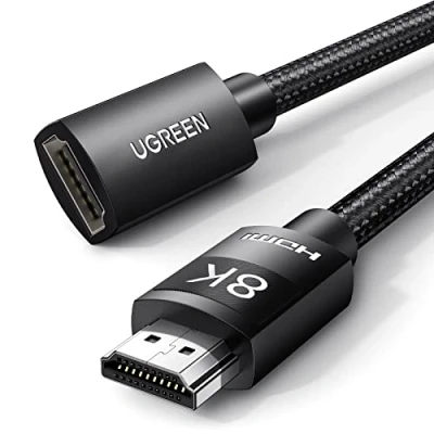 Immagine di UGREEN Cavo Prolunga HDMI 2.1 8K@60Hz, Maschio Femmina ad Alta Velocità Compatibile con PS5 PS4 Pro Xbox One X PC HDTV 8K (1M)