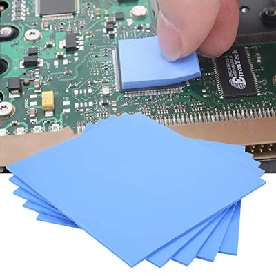Immagine di 5 pezzi 100x100x1,5 mm 1,5 W/m k conduttività termica in silicone pad di conducibilità foglio dissipazione calore per dissipatore laptop/GPU/CPU/dispositivo raffreddamento a