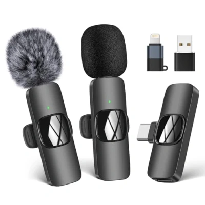 Immagine di Microfono Lavalier Wireless per iPhone/Telefono Android/Computer, da bavero USB C registrazione video, Vlogging, TikTok, YouTube, riduzione del rumore, clip plug play sul Microfoni