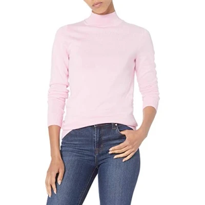 Immagine di Amazon Essentials Maglione Leggero con Collo a Lupetto (Disponibile in Taglie Forti) Donna, Rosa Chiaro, L