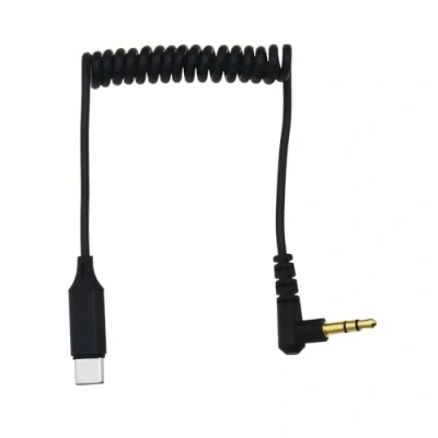 Immagine di Cavo audio da tipo C a spina TRS 3,5 mm, per microfono, adattatore compatibile con Hollyland Lark M1/150 telefoni Android, nero