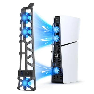 Immagine di NexiGo PS5 Slim Silent Enhanced Cooling Fan with Adjustable Speed, Auto Power On/off, USB 3.0 Port, Efficient System for Both Disc And Digital Editions