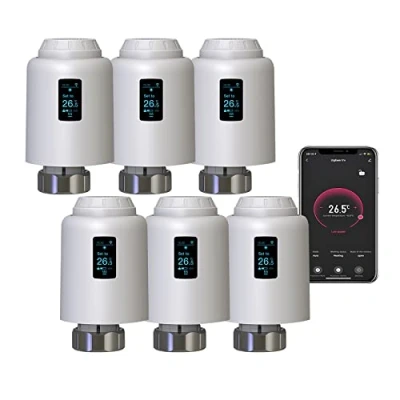 Immagine di Qiumi Zigbee smart Thermostatic Radiator Valve, Supporto controllo remoto tramite app life, vocale di Alexa (DISPLAY OLED)