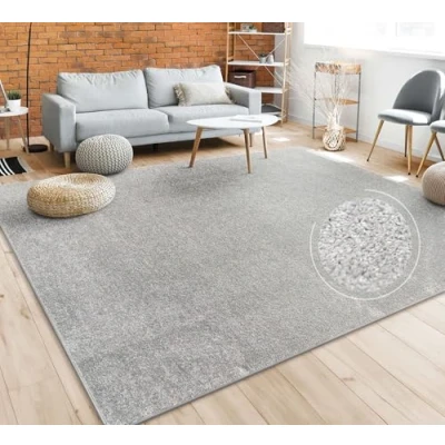 Immagine di Tappeto per Soggiorno Tinta Unita Semplice e Moderno Pelo Corto, DIV. Misure Colori, Dimensione:80x150 cm, Colore:Argento