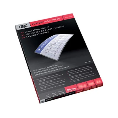 Immagine di GBC HighSpeed Pouch Confezione da 100 Buste per Plastificazione a Caldo, con Finitura Lucida, in Formato A4 Lato Lungo, Spessore di 2 x Micron, 216 303 mm, 3747525