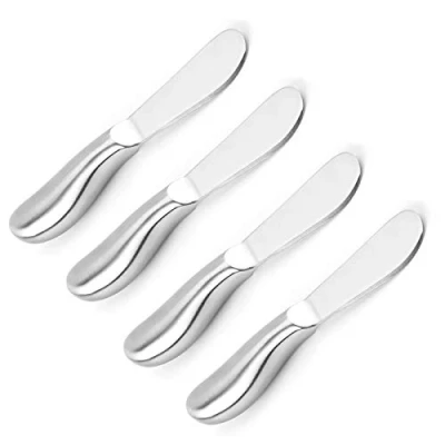 Immagine di Vanra, set di coltelli da burro, 4 pezzi, formaggio, in acciaio inox, piccoli pane, crema, 13,5 cm