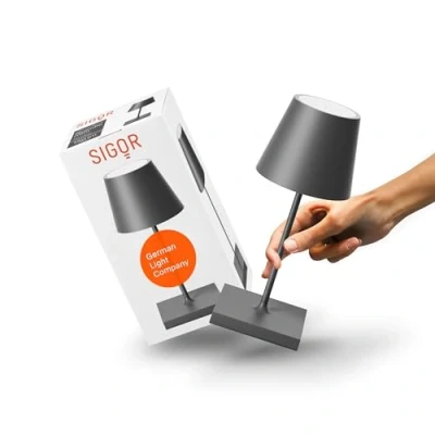 Immagine di Sigor Nuindie mini lampada da tavolo ricaricabile a LED, USB, grafite, IP54,