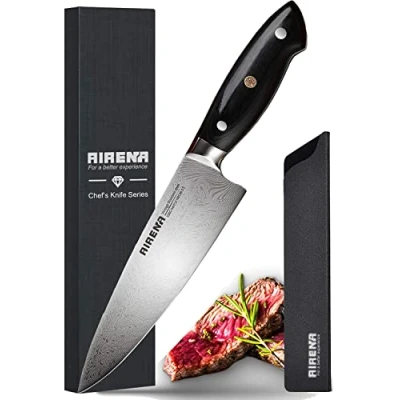 Immagine di AIRENA Coltello da Chef, Coltelli cucina Professionali 8 &quot; Acciaio inossidabile Tedesco Affilatissimo Resistente Macchie e alla Corrosione Ideale per la Domestica il Ristorante