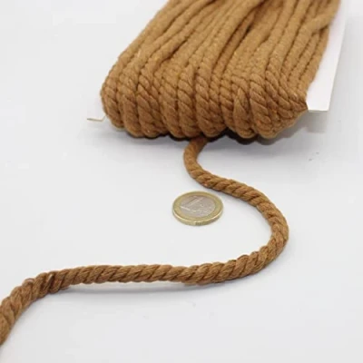 Immagine di Cordino in cotone rotondo, 20 metri, 05 mm, corda intrecciata con anima naturale, ideale per fai da te, cucito, versatile 5 mm cammello