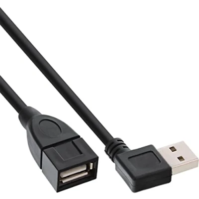 Immagine di InLine® 34618R Smart Cavo prolunga USB 2.0 ad angolo retto da maschio a femmina, tipo A, 2 m, colore: Nero