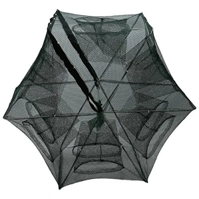 Immagine di Dilwe Rete da Pesca, 6/12 Fori Pesca Automatica Gabbia per gamberetti Pieghevole in Nylon Granchio(12 Holes)