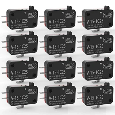 Immagine di Gebildet 12 pezzi 125V/250V 15A Momentaneo Micro Interruttore, Finecorsa SPDT 3 Pin 2 Posizione, 1NO 1NC Mini Interruttore a Levetta Pulsante Tipo V 15 1C25