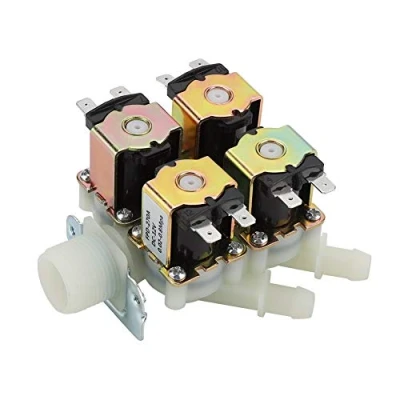 Immagine di Elettrovalvola a Solenoide, DC 12V DN20 G3/4 pollice in Plastica, Valvola di Scarico dell&#039;acqua, Normalmente Chiuso, con 1 ingresso e 4 porte uscita