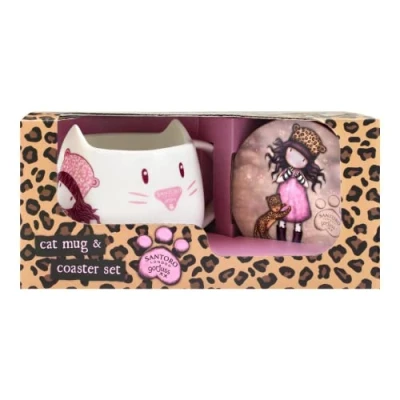 Immagine di SAFTA Articolo, Gorjuss Set di Tazze e sottobicchieri Purrrrfect Love Unisex Bambini Ragazzi, Multicolore, M