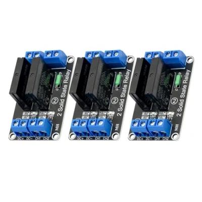 Immagine di 3 moduli di Relay a 2 canali 5 V DC Solid State compatibile con Arduino e Raspberry Pi, Low Level Trigger Power Switch Board