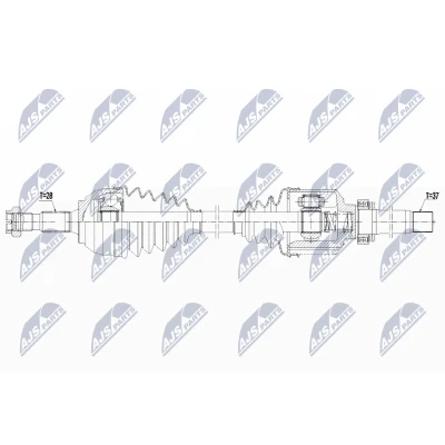 Immagine di NTY NPW CT 129 Albero motore / Semiasse Assale anteriore Dx 943mm Trasmissione automatica CITROËN: DS4 Hatchback