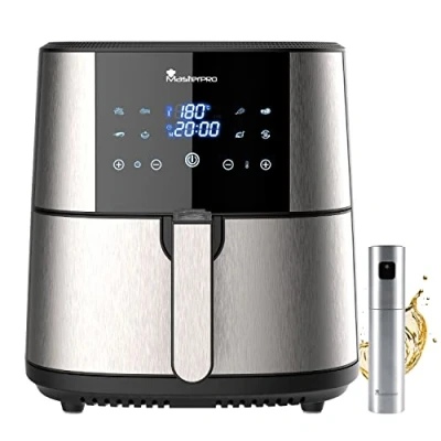 Immagine di MasterPro Foodies Kit Friggitrice Senza Olio XXL di 6L e 1800W Con Spray Display LED Tattile Cestello Antiaderente ad Aria 8 Funzioni Diverse in 1, BGKIT 0039