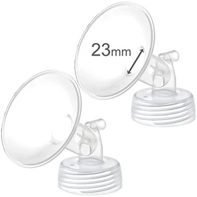 Immagine di 2 x 23mm Maymom Parti per pompa a collo largo Spectra S1/S2, con flangia largo; non originali; ricambio Shield (flangia Spectra) (23 mm due flangie),Parti della