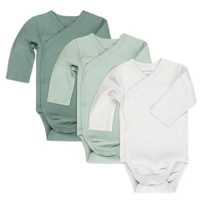 Immagine di LaLoona Body Neonato Avvolgente Maniche Lunghe 3 Pezzi Tutine Cotone con Bottoni, Testato OekoTex Standard 100 (50/56, Verde)