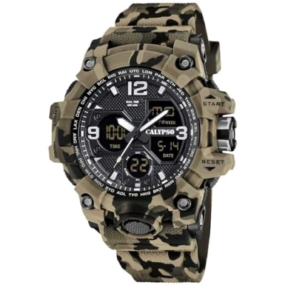 Immagine di Calypso K5855/1 Orologio Uomo Analogico Digitale, Mimetico Marrone Nero, marrone, audace