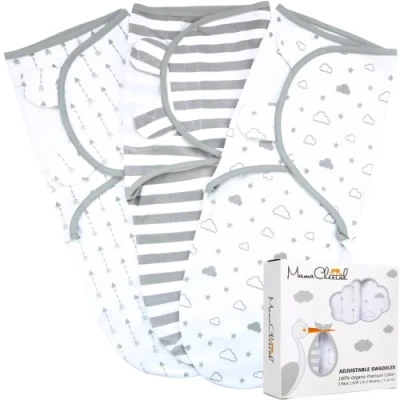 Immagine di Mama Cheetah Coperta di scagliotaggio facile per neonato, borsa da fasciatura in cotone biologico, set ragazzi e bambine piccolo (0 3 mesi)