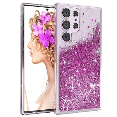 Immagine di EAZY CASE Cover Compatibile con Samsung Galaxy S23 Ultra Custodia Glitter Liquido Cellulare Protettiva Back TPU Silicone Trasparente/Trasparente