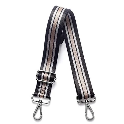 Immagine di Kolti Tracolla di ricambio per borsa a tracolla, righe, ampia, regolabile, Nichel Fibbia 17, 1.5 inch width