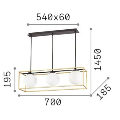 Immagine di Ideallux Ideal Lux lampada a sospensione Lingotto, 3 luci, una gabbia, nero