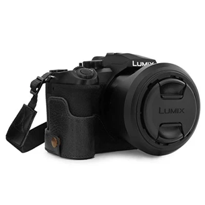 Immagine di MegaGear MG1681 Ever Ready Mezza custodia in vera pelle, compatibile con Leica V Lux 5, Panasonic Lumix DC FZ1000 II, colore: Nero